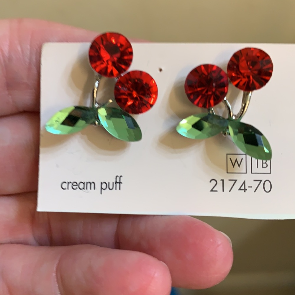 Cherry Crystal Earrings pierced